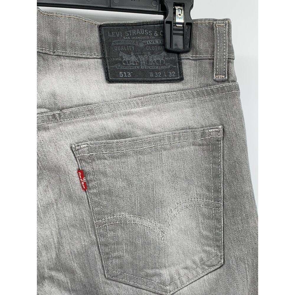 LEVI'S Men's 513 Light Gray Denim Slim Leg Regular Fit Five-Pocket Jeans SZ32X32 - Picture 6 of 9